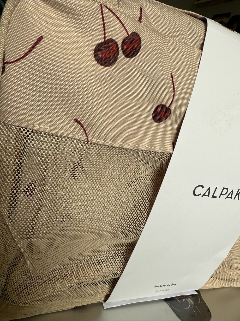Calpak Oatmeal Cherry Print Packing Cubes NEW - Picture 2 of 3